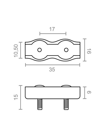 Sujetacable plano doble sjt02, 3 mm, galvanizado, blister 2 uds