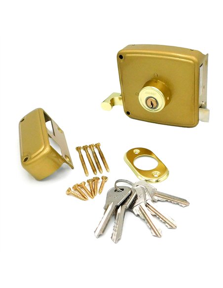 Cerradura sobreponer crs02 izquierda 50 x 100 mm pintado oro