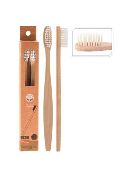 Cepillo dientes cuerpo bambu cerdas nylon 2 uds