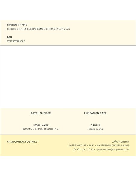 Cepillo dientes cuerpo bambu cerdas nylon 2 uds