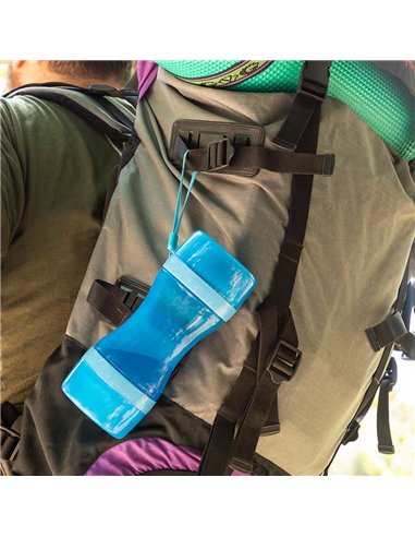 Botella con depósito de agua y comida para mascotas 2 en 1