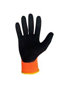 Guante poliéster con palma látex rugoso, keep safe, naranja y negro, t-8 m 2