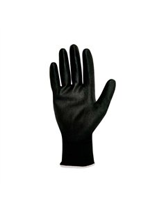 Guante poliéster con palma poliuretano, keep safe, negro, t-8 m 2