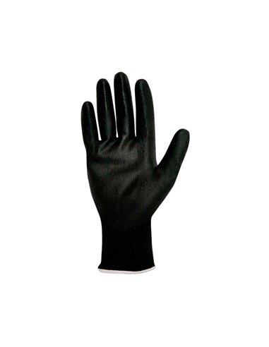 Guante poliéster con palma poliuretano, keep safe, negro, t-9 l