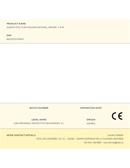 Guante piel flor vacuno natural, driver, t-8 m