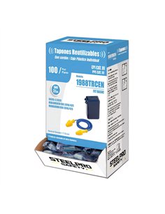 Tapones auditivos fit basic reutilizables de tpr con cordón, caja 100 uds