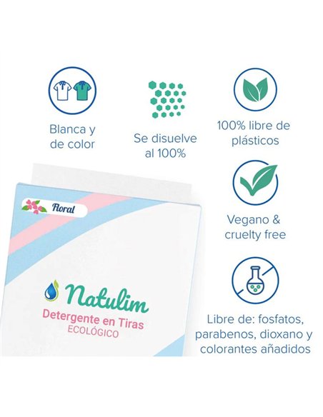 Detergente en tiras floral 40 lavados