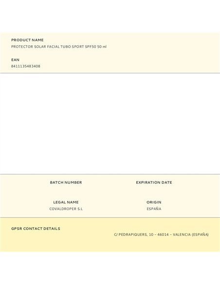 Protector solar facial tubo sport spf50 50 ml