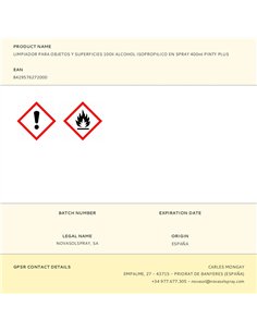 Limpiador para objetos y superficies 100% alcohol isopropilico en spray 400ml pinty plus 2