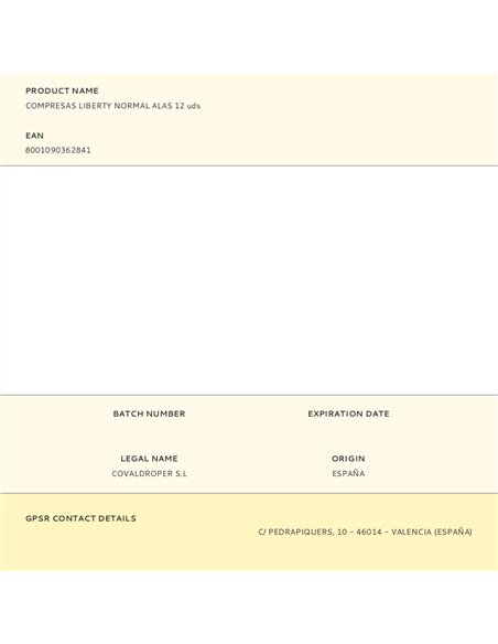Compresas liberty normal alas 12 uds