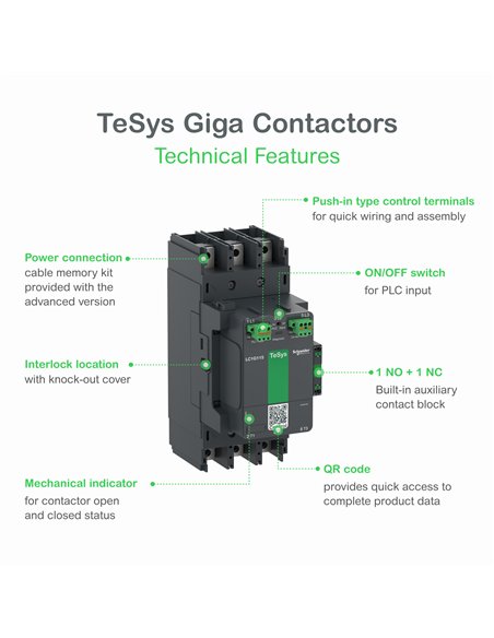 Contattore TEYS G225 a 4 poli 200-500 V CA-CC per il controllo della potenza.