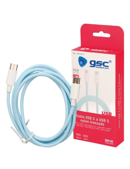 Cable USB Tipo C a USB Tipo C nylon trenzado 1,5M 