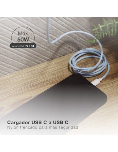 Cable USB Tipo C a USB Tipo C nylon trenzado 1,5M 