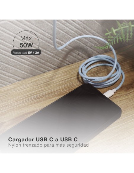 Cable USB Tipo C a USB Tipo C nylon trenzado 1,5M 