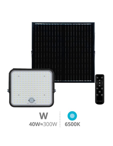 Proyector solar LED Pamol con sensor de movimiento y crepuscular 300W 6500K IP65 Negro