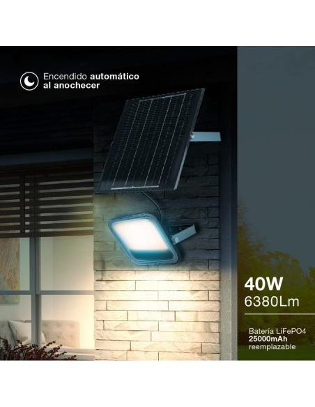 Proyector solar LED Pamol con sensor de movimiento y crepuscular 300W 6500K IP65 Negro
