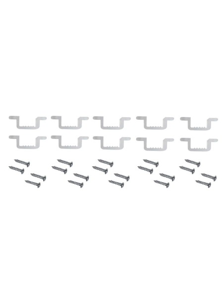 Kit 10 clips y tornillos sujeción pared para tiras LED 12mm 