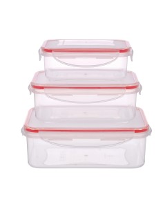 Pack de 3 táperes herméticos de plástico 0.24L - 0.5L - 1L