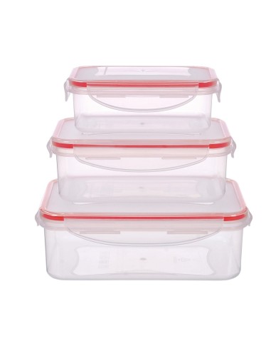 Pack de 3 táperes herméticos de plástico 0.24L - 0.5L - 1L