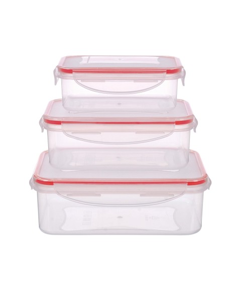 Pack de 3 táperes herméticos de plástico 0.24L - 0.5L - 1L