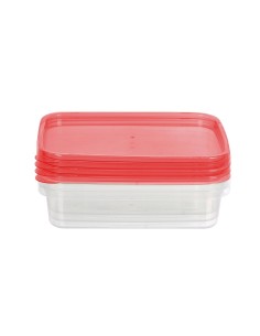Pack de 4 táperes rectangulares de plástico 1L