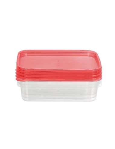 Pack de 4 táperes rectangulares de plástico 1L
