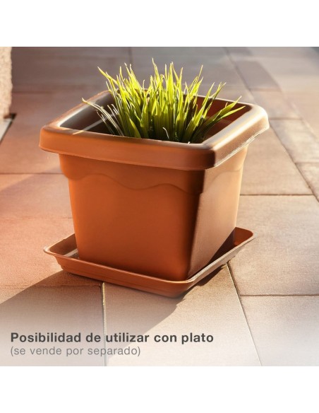 Maceta cuadrada Terra 440mm Marrón