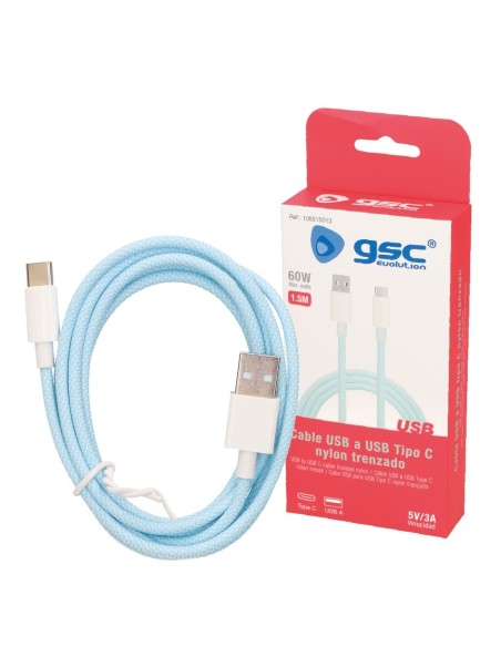 Cable USB a USB Tipo C nylon trenzado 1,5M 