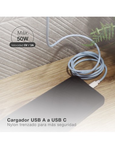 Cable USB a USB Tipo C nylon trenzado 1,5M 