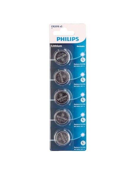 Blister 5 Pilas botón litio Philips CR2016