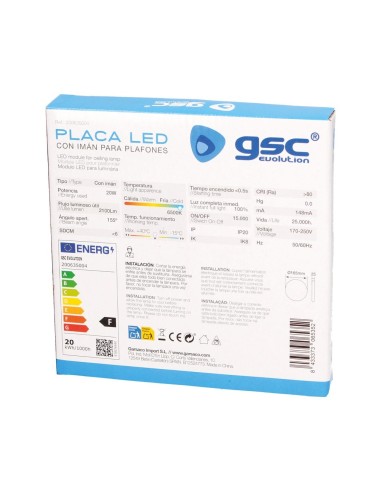 Placa LED con imán para plafones 20W 6500K