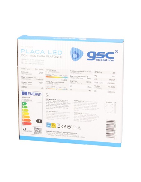 Placa LED con imán para plafones 24W 6500K