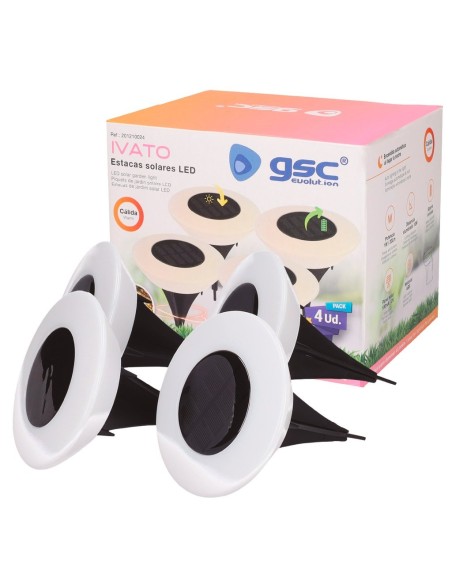 Pack 4 estacas solares LED Ivato 3000K IP44