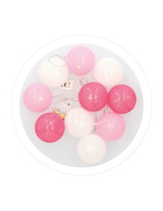 Guirnalda LED de bolas rosas de algodón 1,35 M Luz cálida