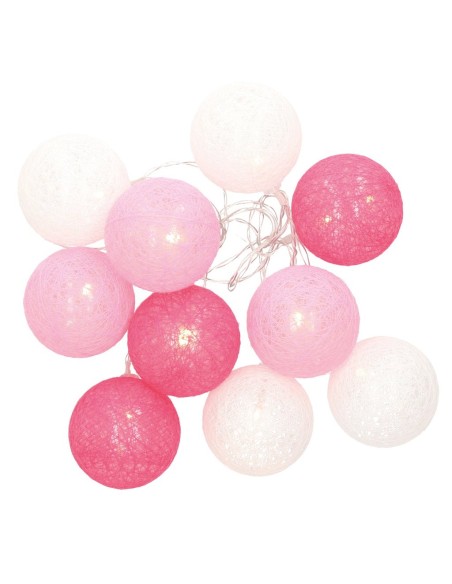 Guirnalda LED de bolas rosas de algodón 1,35 M Luz cálida