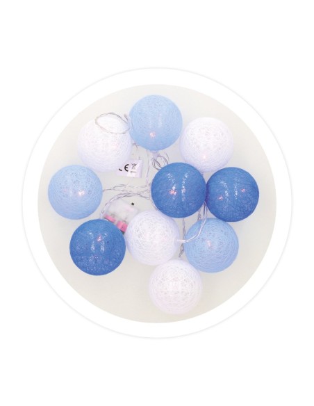 Guirnalda LED de bolas azules de algodón 1,35 M Luz cálida