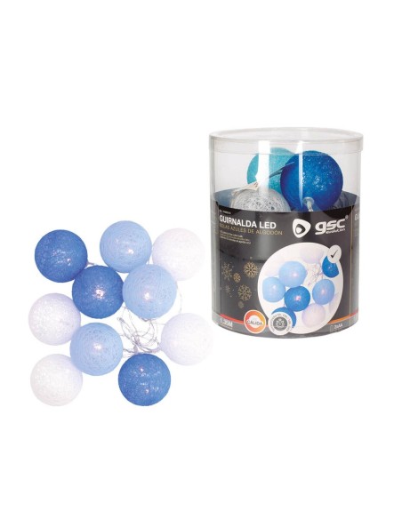 Guirnalda LED de bolas azules de algodón 1,35 M Luz cálida