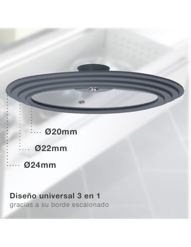 Tapa universal de silicona para ollas y sartenes 20 - 22 - 24 cm