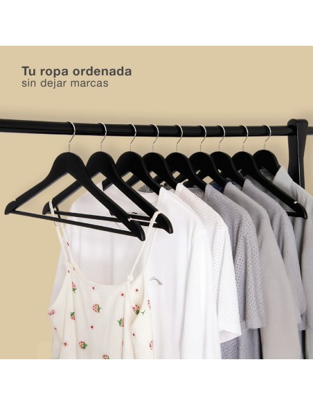 Set de 3 perchas madera Negro