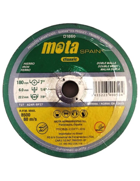 Pack 5 discos de desbaste 180x6x22.23mm
