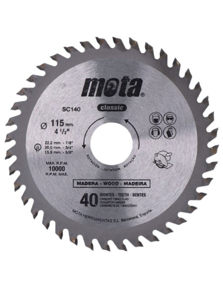 Sierra circular widia 115mm 40 dientes