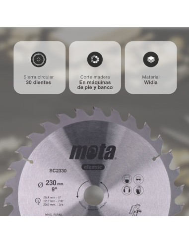 Sierra circular widia 230mm 30 dientes