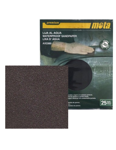 Pack 25 papeles de lija de agua grano de 500
