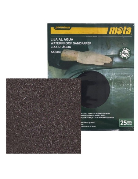 Pack 25 papeles de lija de agua grano de 500