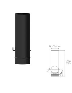 Wolfpack Tubo de Estufa Acero Vitrificado Negro Ø 100 mm. Con llave Estufas de Leña, Chimenea, Alta resistencia, Color Negro 2