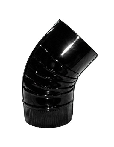 Codo Estufa Color Negro Vitrificado de  120 mm. 45°.