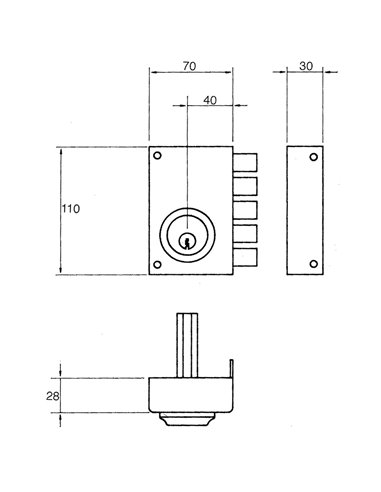 Cerradura Jis  233           11x7/ Derecha