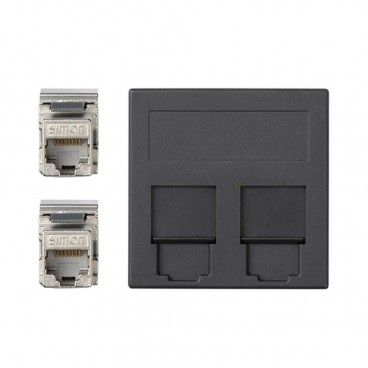 Placa plana de voz e dados CG com 2 cat6f grafite SIMON 50003089-038