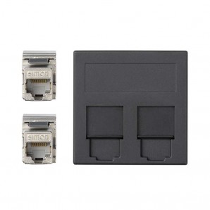 Placa vd plana cg 2 cat6a ftp grafito SIMON 50001089-038
