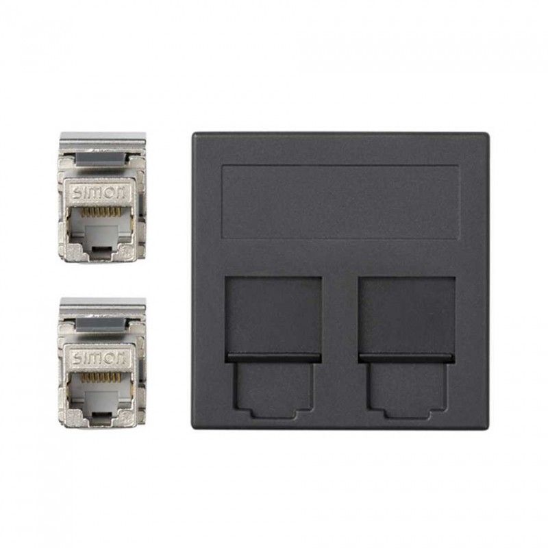 Placa vd plana cg 2 cat6a ftp grafito SIMON 50001089-038